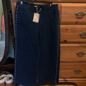Women's Dark Blue pearl studded jeans